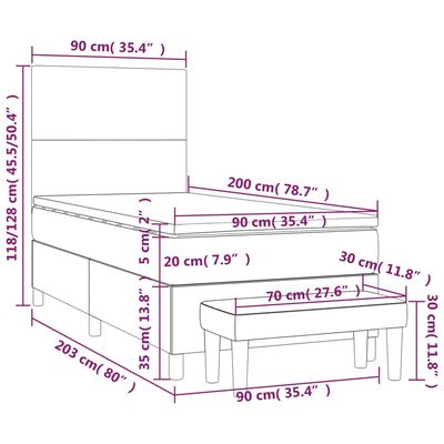 vidaXL Giroletto a Molle con Materasso Bianco 90x200 cm in Similpelle