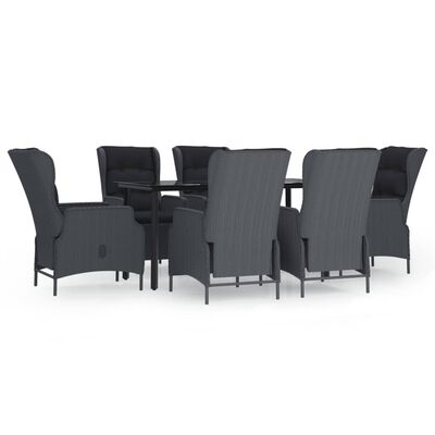 vidaXL Set da Pranzo da Giardino 7 pz Grigio Scuro in Polyrattan