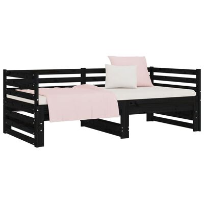 vidaXL Dormeuse Estraibile Nera 2x(80x200) cm Legno Massello di Pino