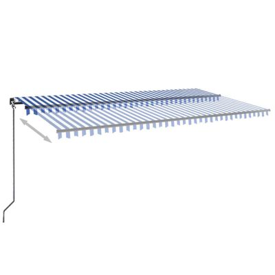 vidaXL Tenda da Sole Retrattile Manuale con LED 600x300cm Blu e Bianco