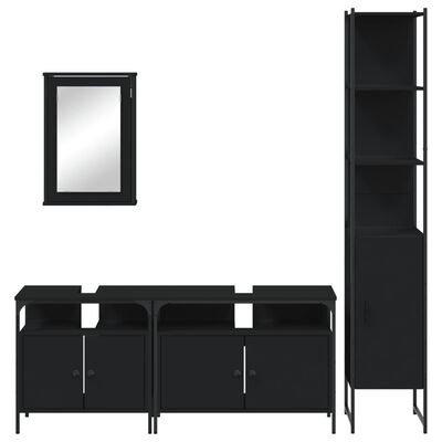 vidaXL Set Mobili da Bagno 4 pz Nero in Legno Multistrato