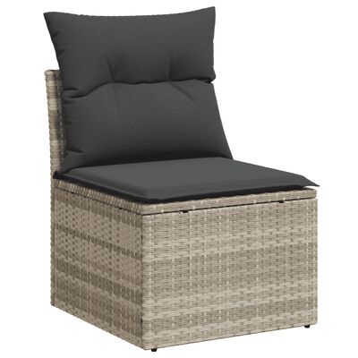 vidaXL Set Divani da Giardino 11 pz con Cuscini in Polyrattan Grigio