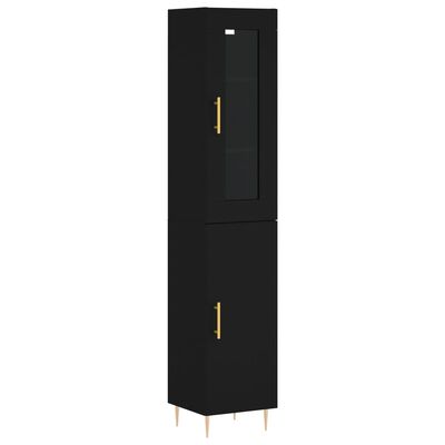 vidaXL Credenza Nera 34,5x34x180 cm in Legno Multistrato