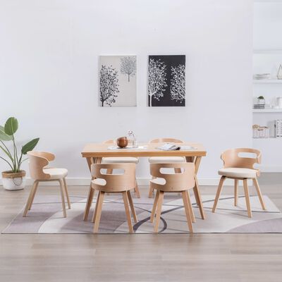 vidaXL Sedie da Pranzo 6 pz Crema in Legno Piegato e Similpelle