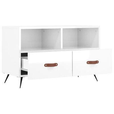 vidaXL Mobile Porta TV Bianco Lucido 80x36x50 cm in Legno Multistrato