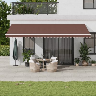 vidaXL Tenda da Sole Retrattile Manuale con LED Marrone 600x300 cm