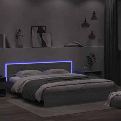 vidaXL Giroletto con Testiera e LED Grigio Sonoma 200x200 cm