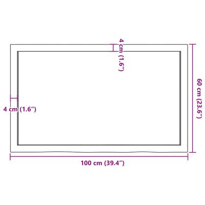 vidaXL Piano Bagno Marrone Scuro 100x60x(2-6) cm Legno Trattato