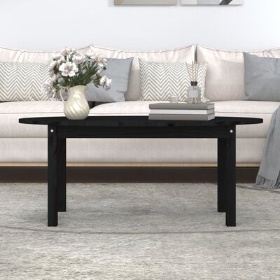 vidaXL Tavolino da Salotto Nero 110x55x45 cm Legno Massello di Pino