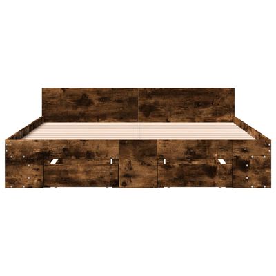 vidaXL Giroletto con Cassetti Rovere Fumo 140x200 cm Legno Multistrato