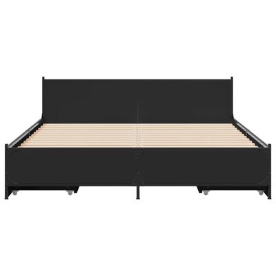 vidaXL Giroletto con Cassetti Nero 140x190 cm in Legno Multistrato