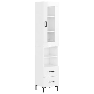 vidaXL Credenza 34,5x34x180 cm in Legno Multistrato Bianco Lucido