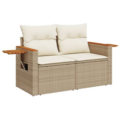 vidaXL Set Divani da Giardino 7 pz con Cuscini Beige in Polyrattan