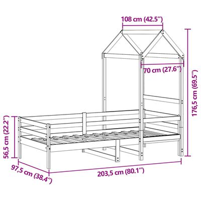 vidaXL Dormeuse con Tetto 90x200 cm in Legno Massello di Pino