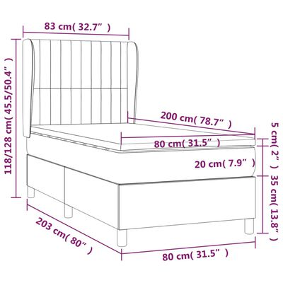 vidaXL Giroletto a Molle con Materasso Marrone Scuro 80x200 cm Tessuto