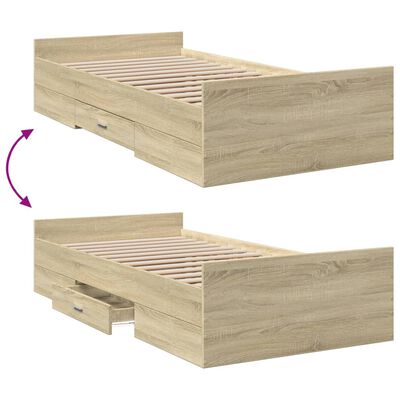 vidaXL Giroletto Cassetti Rovere Sonoma 75x190 cm Legno Multistrato