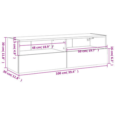 vidaXL Mobile TV a Parete Nero 100x30x30 cm in Legno Multistrato