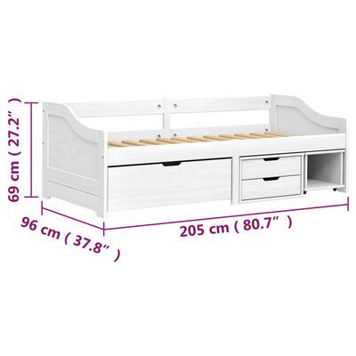 vidaXL Dormeuse 3 Cassetti Bianca 90x200 cm Legno Massello Pino IRUN