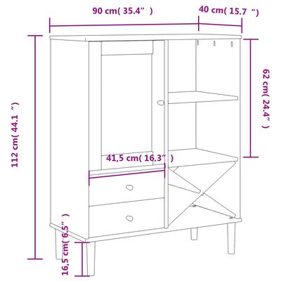 vidaXL Credenza SENJA Aspetto Rattan Marrone 90x40x112cm Massello Pino