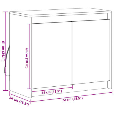 vidaXL Credenza con LED Rovere Fumo 72x34x61 cm in Legno Multistrato