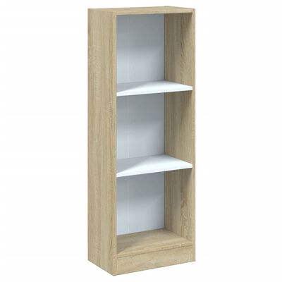 vidaXL Libreria a 3 Ripiani Bianco e Sonoma 40x24x109cm in Multistrato