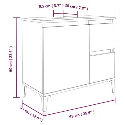 vidaXL Armadietto da Bagno Grigio Cemento 65x33x60cm Legno Multistrato