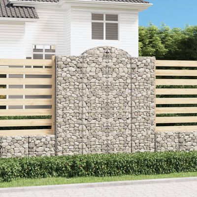 vidaXL Cesti Gabbioni ad Arco 15 pz 200x30x220/240 cm Ferro Zincato