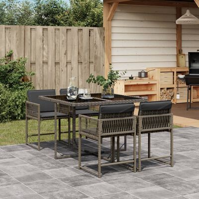 vidaXL Set da Pranzo da Giardino 5 pz con Cuscini in Polyrattan Grigio