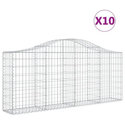 vidaXL Cesti Gabbioni ad Arco 10 pz 200x30x80/100 cm Ferro Zincato