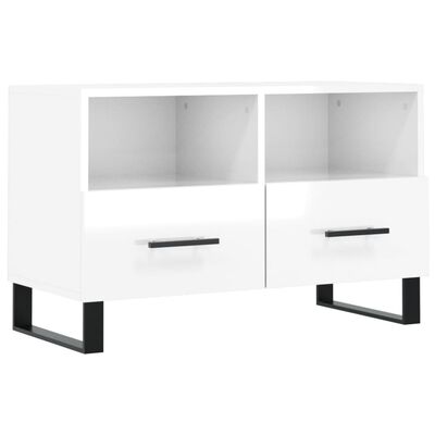 vidaXL Mobile Porta TV Bianco Lucido 80x36x50 cm in Legno Multistrato