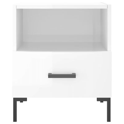 vidaXL Comodino Bianco Lucido 40x35x47,5 cm in Legno Multistrato