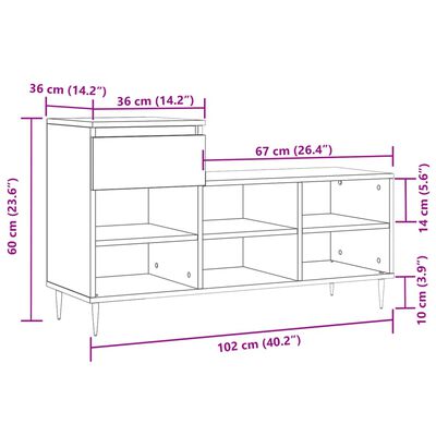 vidaXL Scarpiera Bianca 102x36x60 cm in Legno Multistrato