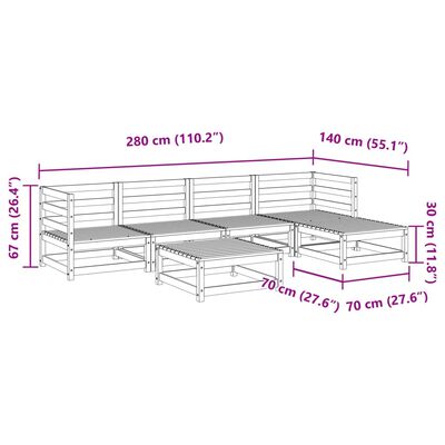 vidaXL Set Divani da Giardino 6 pz Marrone Cera Legno Massello Pino