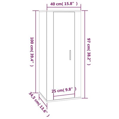 vidaXL Mobile Porta TV a Parete Rovere Sonoma 40x34,5x100 cm