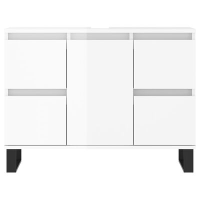 vidaXL Armadietto Bagno Bianco Lucido 80x33x60cm in Legno Multistrato