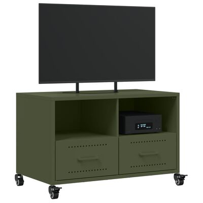 vidaXL Mobile TV Verde Oliva 68x39x43,5 cm in Acciaio