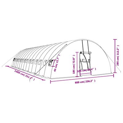 vidaXL Serra con Telaio in Acciaio Verde 84 m² 14x6x2,85 m