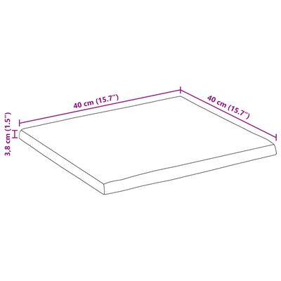 vidaXL Piano per Tavolo 40x40x3,8cm Bordi Vivi in Legno Massello Mango