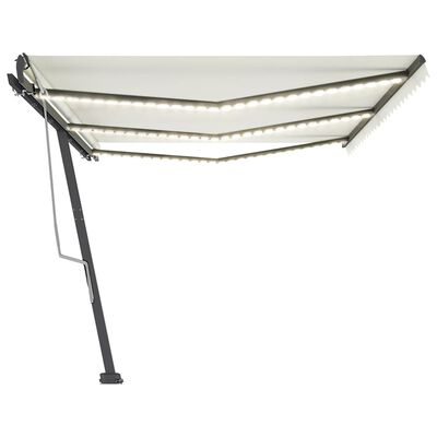 vidaXL Tenda da Sole Retrattile Manuale con LED 600x350 cm Crema