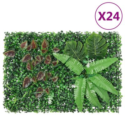  vidaXL Recinzione Piante Artificiali 24 pz Verde 40x60 cm