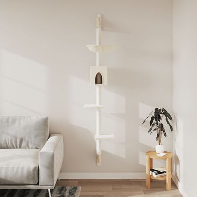 vidaXL Albero per Gatti con Tiragraffi a Parete Crema 187 cm