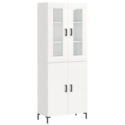 vidaXL Credenza Bianco Lucido 69,5x34x180 cm in Legno Multistrato