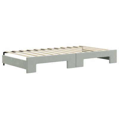 vidaXL Divano Letto Estraibile Cassetti Grigio Chiaro 100x200 Velluto