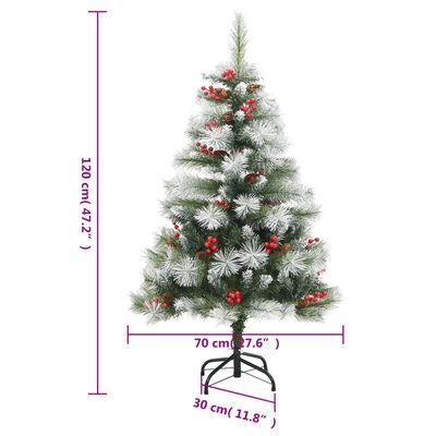 vidaXL Albero Natale Artificiale Incernierato con Pigne e Bacche 120cm