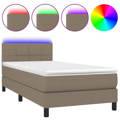 vidaXL Letto a Molle con Materasso e LED Tortora 80x200 cm in Tessuto