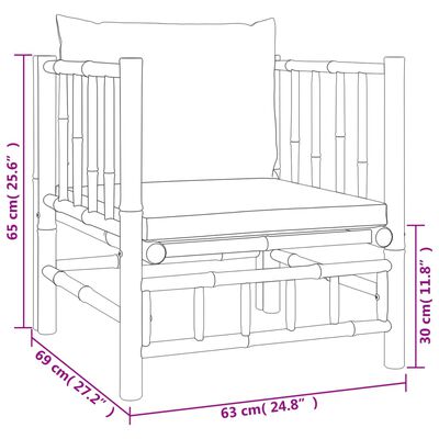 vidaXL Set Salotto da Giardino 5pz con Cuscini Grigio Scuro Bambù