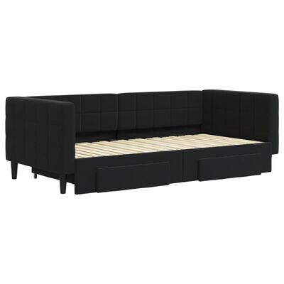 vidaXL Divano Letto Estraibile con Cassetti Nero 90x190 cm in Velluto