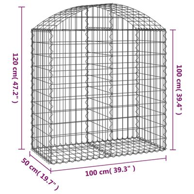 vidaXL Cesto Gabbione ad Arco 100x50x100/120 cm Ferro Zincato