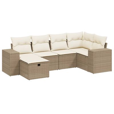 vidaXL Set Divano da Giardino 6 pz con Cuscini Beige in Polyrattan