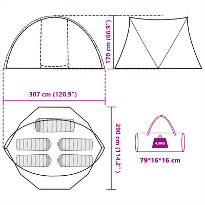 vidaXL Tenda da Pesca per 5 Persone Mimetica Impermeabile